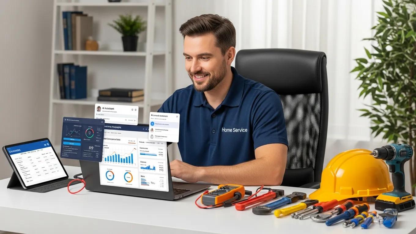 Home service contractor utilizing AI tools for marketing strategies