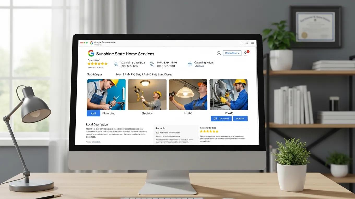 Optimized Google Business Profile for a Tampa home service business, showcasing effective management