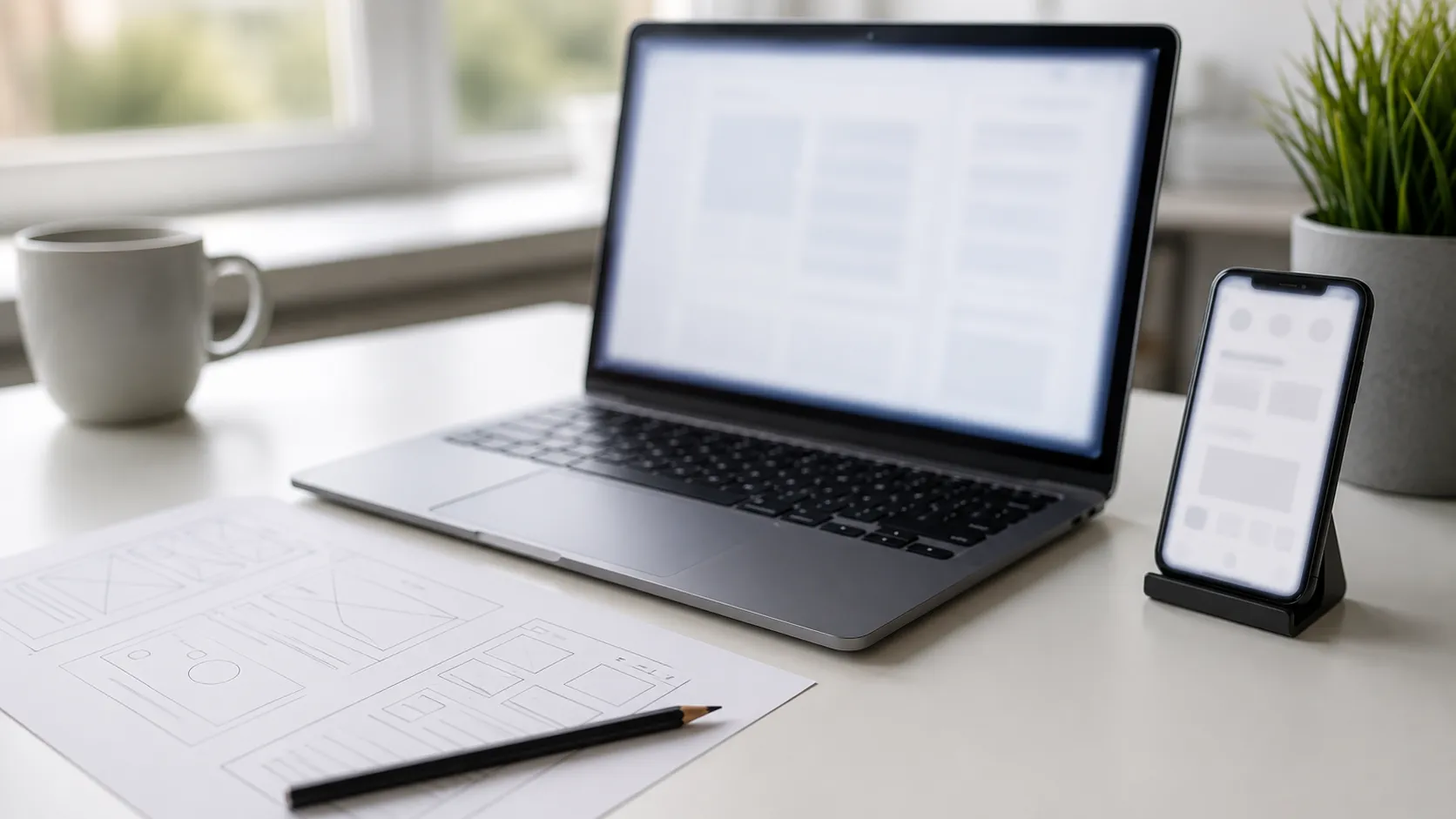 Laptop and smartphone displaying website designs, illustrating website optimization strategies for HVAC businesses in Tampa