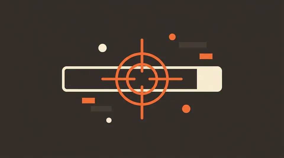 Ilustración de una mira de Google Ads enfocada en palabras clave de alta intención, buscando
